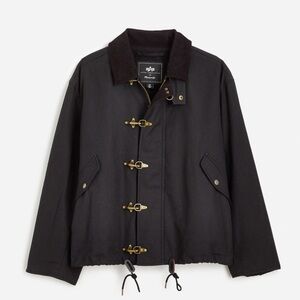 Madewell x Alpha Industries Black Waxed Cotton Car Coat, XL